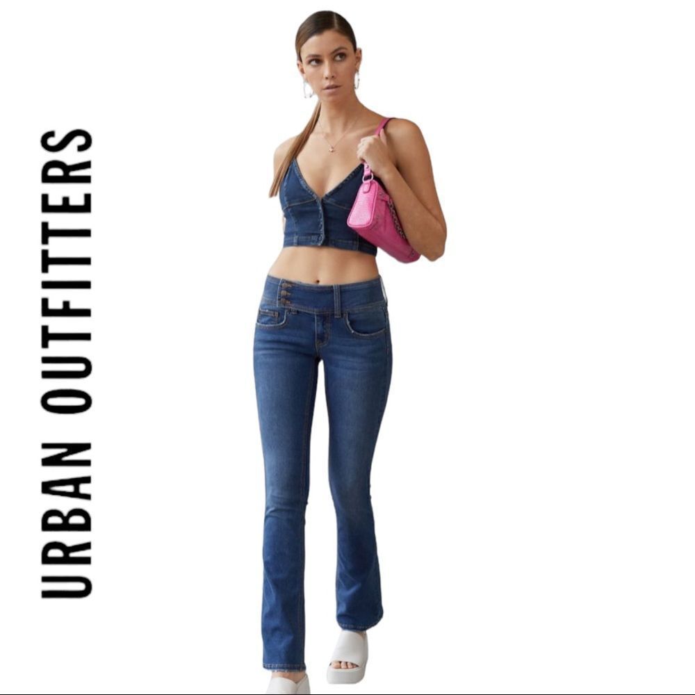 NEW Urban Outfitters UO Nate Denim Bustier Top L - Picture 2 of 2